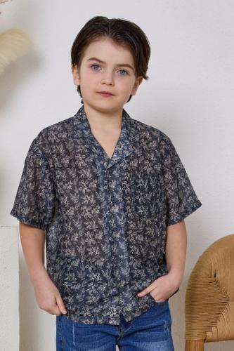 قميص ولادي اسود مشجر 4009