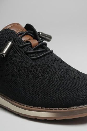 حذاء ولادي أسود انيق بعمر 2 إلى 12 سنة S-007