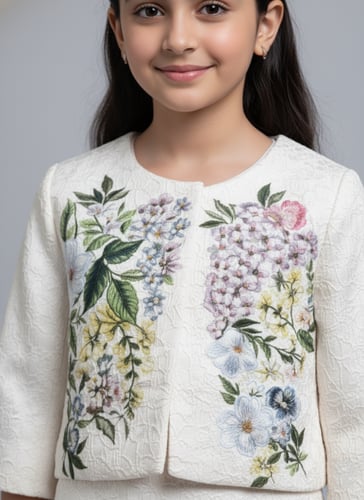 فستان بناتي سكري بجاكت مشجر 7310