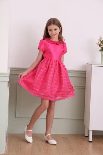 فستان بناتي مخطط كلاسيكي 7049