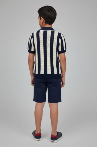 حذاء ولادي أنيق بلون كحلي لعمر 2 إلى 12 سنة S-040