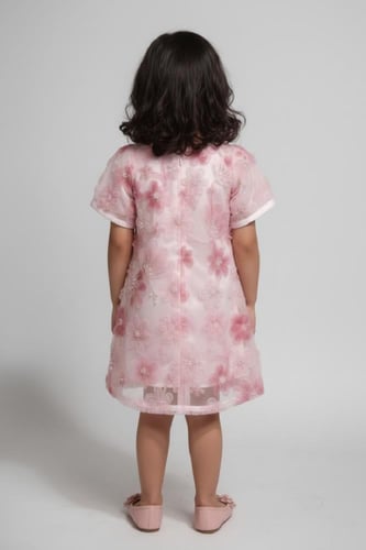 فستان سهرات بناتي وردي بإطلالة ربيعية ساحرة S01281