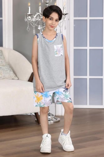 طقم ترنج اطفال رمادي كت 2925