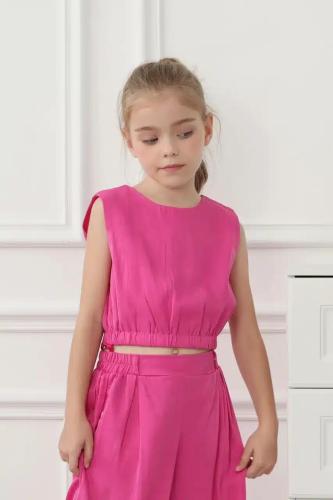 بلوزة بناتي كت بلون الفوشي 7221