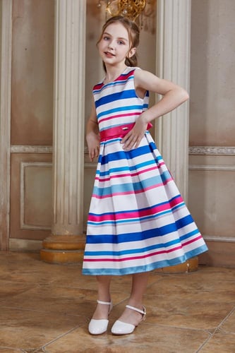 فستان بناتي كاجول مقلم 7255