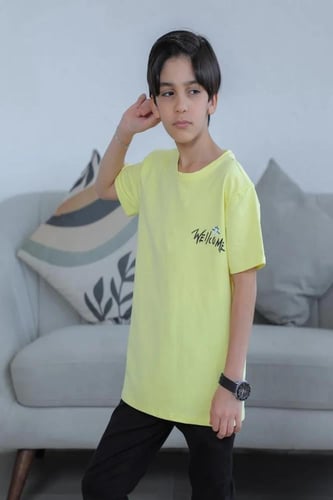 تي شيرت ولادي ليموني رسمه من الخلف 2913
