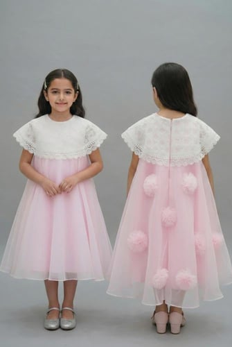 فستان سهرة بناتي وردي ناعم S01274