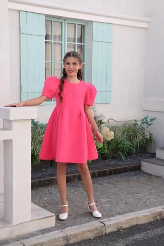 فستان بناتي وردي 7216