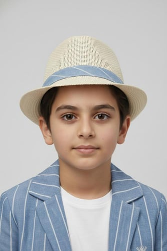 قبعه ولادي بيج بشريطة زرقاء HAT4180