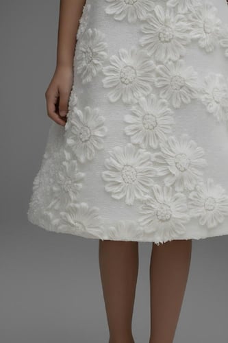 فستان سهرة بناتي أبيض بتطريزات و فيونكة S01249-W