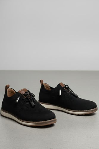 حذاء ولادي أسود انيق بعمر 2 إلى 12 سنة S-007