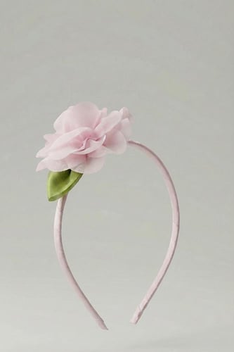 طوق شعر بناتي مع بكلة وردي T-038