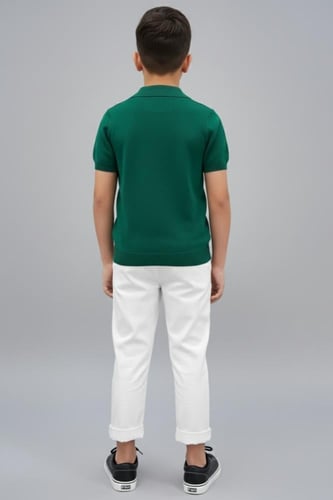 تيشيرت ولادي اخضر مقلم ابيض 4187