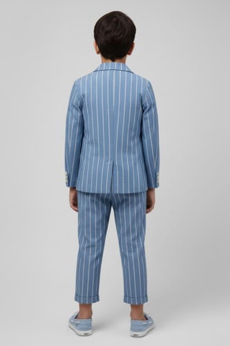 بنطلون ولادي ازرق مقلم خصر مطاط 4181-