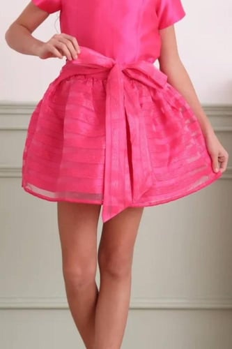 تنورة بناتي وردي مخطط 7024