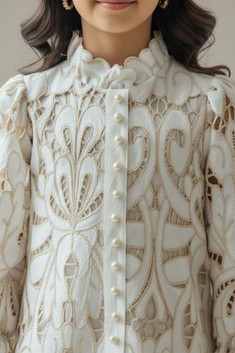 فستان بناتي دانتيل فاخر بأكمام طويلة7307