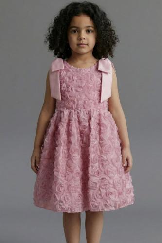 فستان سهرة بناتي بالنقشة الوردية S01280