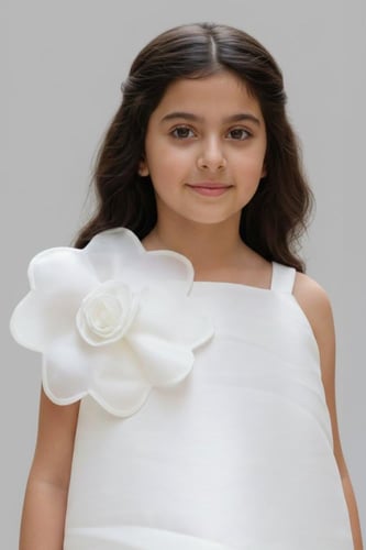 فستان سهرة بناتي مزين بورده أنيقة S01231