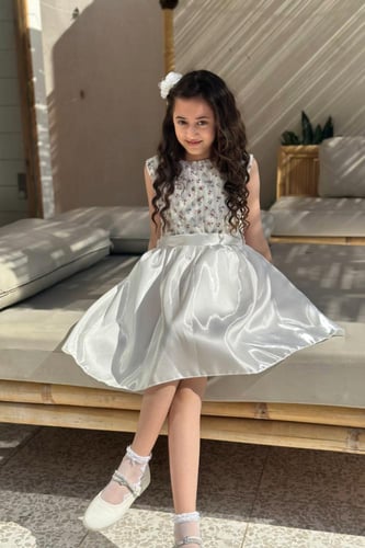 فستان بناتي ابيض سهرات كت S01064