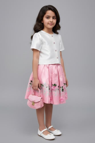 شنطة بناتية صغيرة باللون الوردي الفاتح بتفاصيل معد...