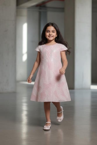 فستان سهرة بناتي وردي فاخر باطلالة عصرية S01283