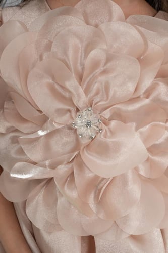 فستان بناتي بوردة بالصدر S01144