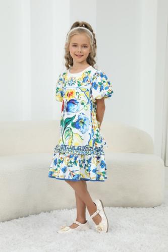 فستان بناتي مورد باللوان متعددة 7238