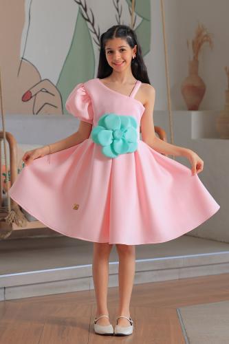 فستان سهرة بناتي وردي S01040