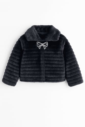 جاكت فرو شتوي بناتي اسود 18J-B