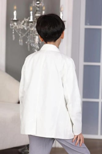 قميص ولادي ابيض وسديري مخطط مع جاكيت ابيض 2946