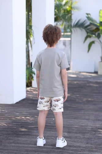 تيشيرت رمادي بطباعة سيارة 4134