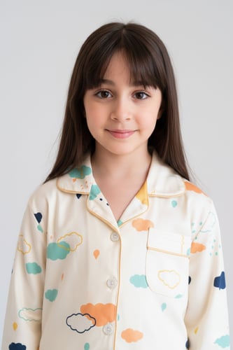 بجامه بناتي جيب على الصدر برسمات سحاب 542047