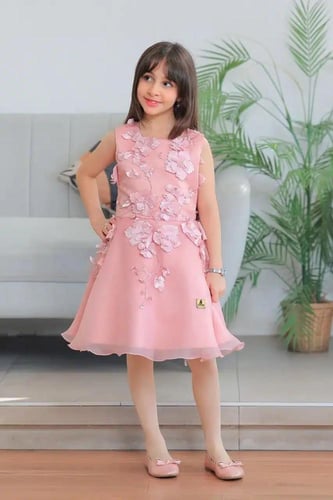 فستان بناتي وردي سهرات S01047