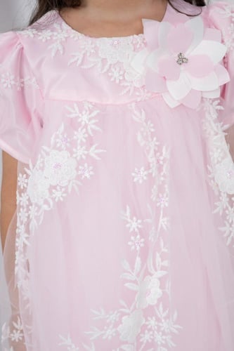 فستان سهرة بناتي وردي مورد فخم s01142