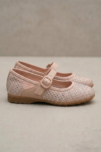 حذاء بناتي بيج انيق مرصع بالكريستال اللامع S-020