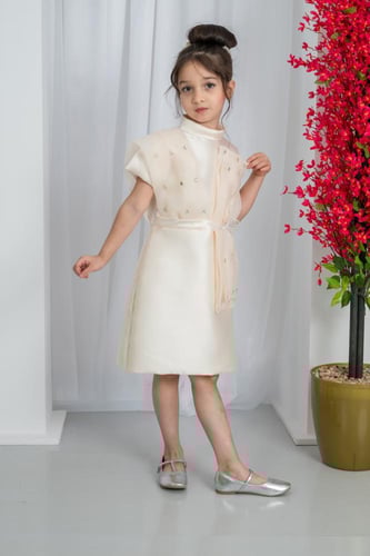 فستان سهرات بيج بفصوص كريستال S01136