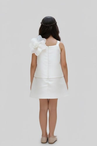 فستان سهرة بناتي مزين بورده أنيقة S01231