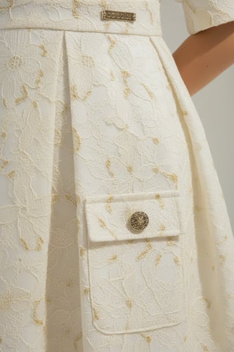 فستان بناتي أنيق بالدانتيل بيج 7323