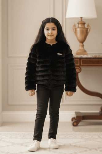 جاكت بناتي فرو شتوي اسود 16J