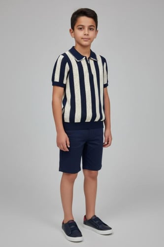 تيشيرت ولادي مقلم كحلي وسكري 4186