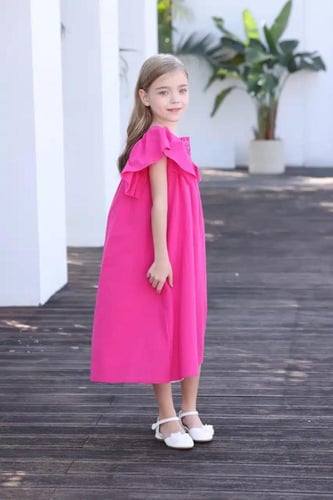 فستان بناتي فوشي قصة واسعة 7124