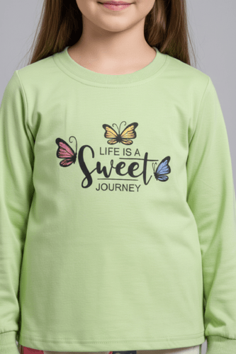 بجامه بناتي جميل فراشه على الصدر 512689