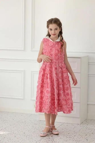 فستان بناتي مورد وردي 7123