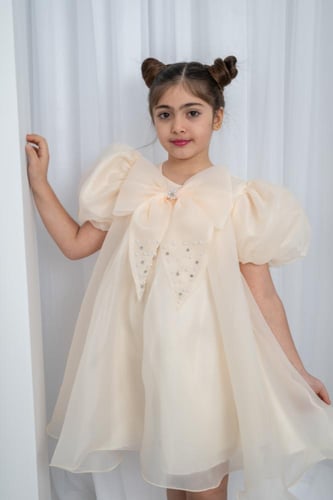 فستان بناتي سهرات فيونكه على الصدر s01125