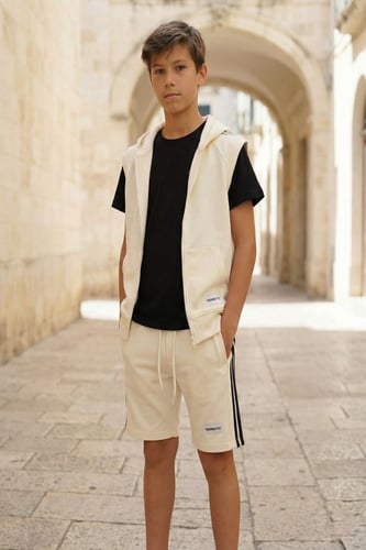 هودي شتوي ولادي مع تيشيرت داخلي اسود 4038