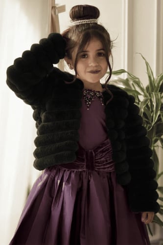 جاكت بناتي فرو شتوي اسود 16J