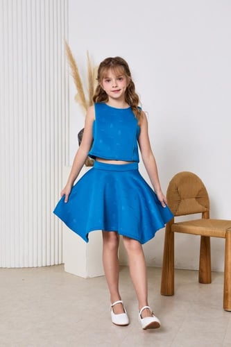 بلوزه بناتي ازرق كت 7059