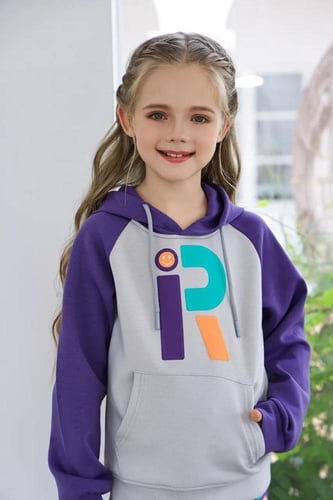 طقم بناتي رمادي مع بنطلون بنفسجي 3036