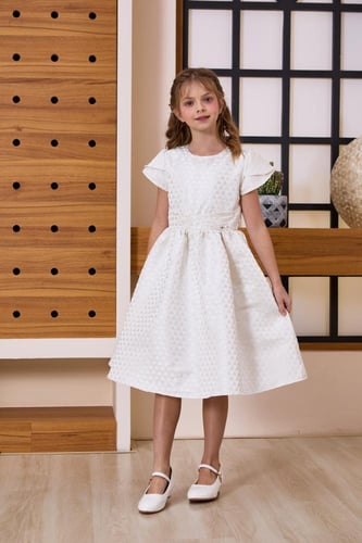 فستان بناتي ابيض 7164