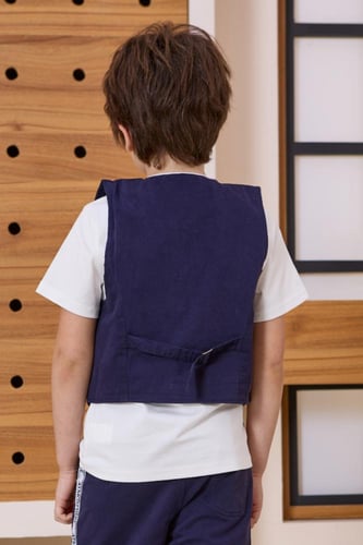 تيشيرت ولادبي ابيض مع سديري كحلي 4144